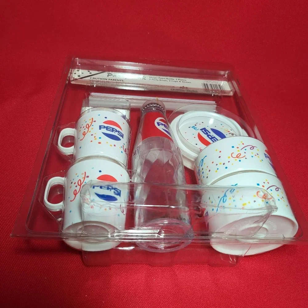 Vintage Chilton Toys Magic PEPSI Party Pack Bottle Cups Bowls Straws Plates NIP